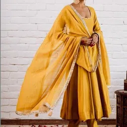 CANIZZARO Women Panelled Gotta Patti Kurta with Trousers & With Dupatta image 2