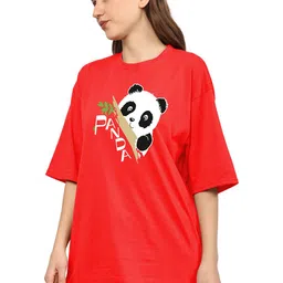 TQH Women Graphic Printed Round Neck Cotton Oversized T-shirt-picture-16