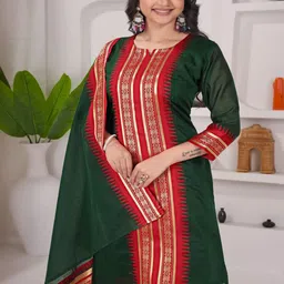 ASCIIBLUES Women Regular Kurta with Trousers & With Dupatta image 3