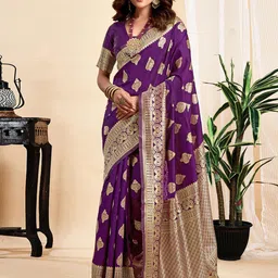 KALINI Ethnic Motifs Woven Design Zari Banarasi Saree-picture-21