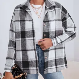 StyleCast x Revolte Checked Spread Collar Tailored Jacket-picture-35