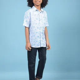 Crimsoune Club Boys Slim Fit Floral Printed Casual Shirt-image-92