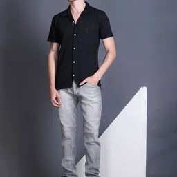 GODFREY Standard Self Design Cuban Collar Pure Cotton Shirt image 4