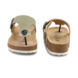 El Paso Women Taupe Synthetic Solid Trendy Casual Comfort Open Toe Flats with Buckles image 5