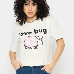 Mast & Harbour Women Graphic Printed Round Neck Pure Cotton T-shirt-picture-19