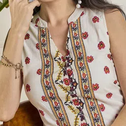 WineRed Floral Print A-Line Dress image 4