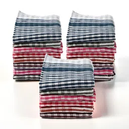 Kuber Industries Red & Orange 24 Pieces Checked Durable Cotton Kitchen Towels image 2