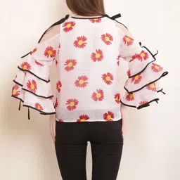 RC NEOEN Floral Print Cold-Shoulder Cotton Top image 4