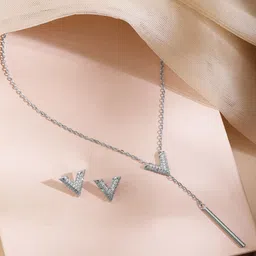 Rubans Rhodium-Plated Cubic Zirconia Studded Jewellery Set image 4