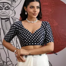 Anouk Rustic Ethnic Motifs Printed Designer Satin Banarasi Saree With Blouse Piece image 3