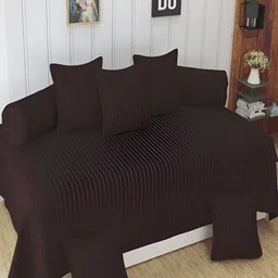 Aura Brown & White 8 Pieces Striped Diwan Set-picture-17