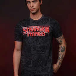 Free Authority Stranger Things Printed Pure Cotton Round Neck T-Shirt-image-37