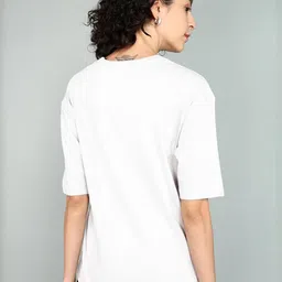 BEING WANTED Women White Pure Cotton Tshirts image 3