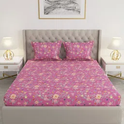 Raymond Home Pink & Blue Printed 100 TC Queen Bedsheet Set-2.25 m x 2.50 m image 4