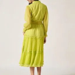 House of Sal Tie-Up Neck Puff Sleeve Fit & Flare Maxi Dress image 3