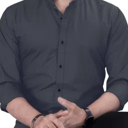 Moda Rapido Mandarin Collar Roll-Up Sleeves Regular Fit Sleeve Shirt image 3