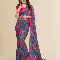 Moda Rapido Floral Printed Saree With Blouse Piece-picture-32