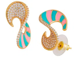 Kushal's Fashion Jewellery Gold-Plated Contemporary Zircon Studded Studs image 2