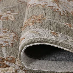 saraswatii global Lewis Farmhouse Khaki & Brown Floral Printed Tufted Woollen Carpet image 2