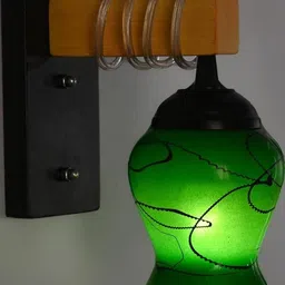 SOMIL Green Glass Cylinder Printed Wall Lamps image 3