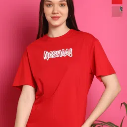 Metronaut Women Pack Of 2 Graphic Printed Round Neck Cotton Oversized T-shirts-picture-36