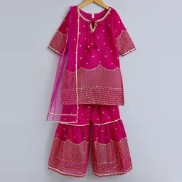 The Magic Wand Girls Printed Regular Kurti with Sharara & With Dupatta-picture-43