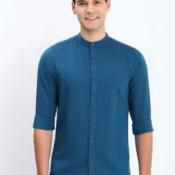Allen Solly Men Band Collar Solid Cotton Slim Fit Casual Shirt-picture-39