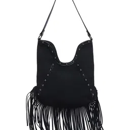 StyleCast x Revolte Women Solid Bucket Fringed Tote Bag-picture-35
