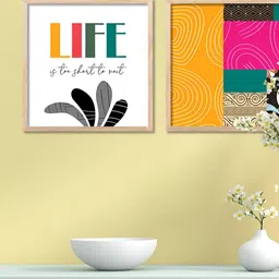 Kotart White & Yellow Set of 2 Piece Wood Wall Paintings image 4