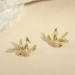 Cierra 18KT Gold Plated Zircon Studded Flying Bird Shaped Studs-picture-14