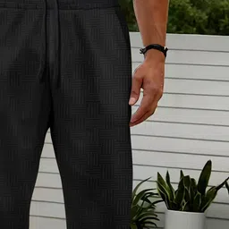 StyleCast x Revolte Men Textured Wrinkle Free Mid-Rise Trousers image 2