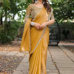 all about you Sequinned Embellished Border Organza Saree image 4