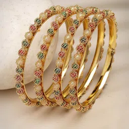 Anouk Set of 4 Gold-Plated Beads Traditional Bangles-picture-28