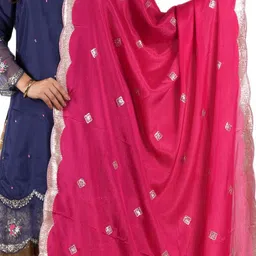 A R SILK DUPATTA HUB Embroidered Art Silk Dupatta with Sequinned image 5