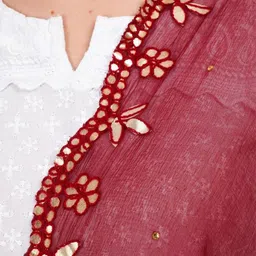 Way2Like Floral Embroidered Gotta Patti Chiffon Dupatta image 3
