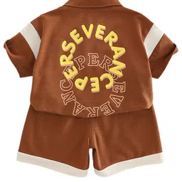 StyleCast x Revolte Boys Typograpghy Printed Shirt Collar Pure Cotton T-shirt With Shorts-picture-15