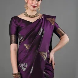 VASTRAHUT Woven Design Zari Silk Blend Handloom Banarasi Saree image 2