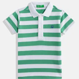 United Colors of Benetton Boys Horizontally Striped Pure Cotton Polo Collar T-shirt-picture-36