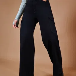 DOLCE CRUDO Women Wide Leg High-Rise Stretchable Jeans-picture-18