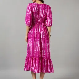 Femvy Tie & Dye Dyed Smocked A-Line Midi Dress image 2