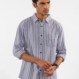 Eszett Vertical Stripes Striped Spread Collar Cotton Shirt-picture-24