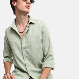 Campus Sutra Men Comfort Spread Collar Textured Casual Shirt-image-65