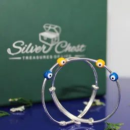 Silver Chest Kids Set Of 2 925 Pure Silver Beaded Adjustable Bangles image 3