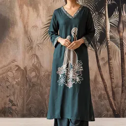 Sangria Printed Straight Kurta & Palazzo-picture-11