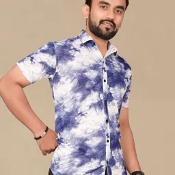 Metronaut Men Regular Fit Spread Collar Abstract Printed Elastane Casual Shirt image 2