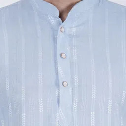 JASHNA Men's Self Design Cotton Blend Straight Kurta image 3