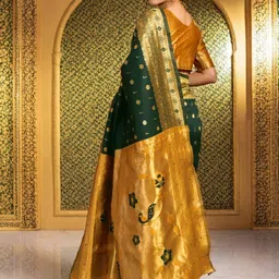 Kalista Woven Design Zari Silk Blend Handloom Paithani Saree image 4