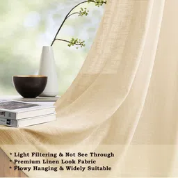 HOMEMONDE Beige Set Of 2 Cotton Sheer Door Curtains image 3