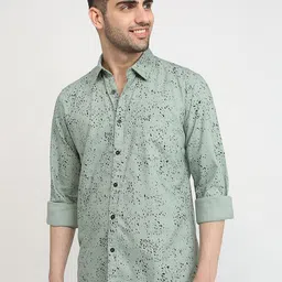 Parx Men Abstract Printed Slim Fit Cutaway Collar Pure Cotton Shirt-picture-16