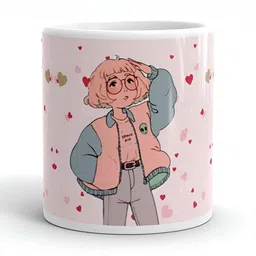 Mr UVD White & Pink Graphic Printed Ceramic Glossy Mug - 350 ml-picture-28